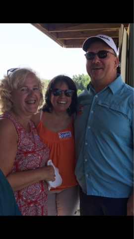 Debbie Brooks and Sharon Oliver with Chris Peterson